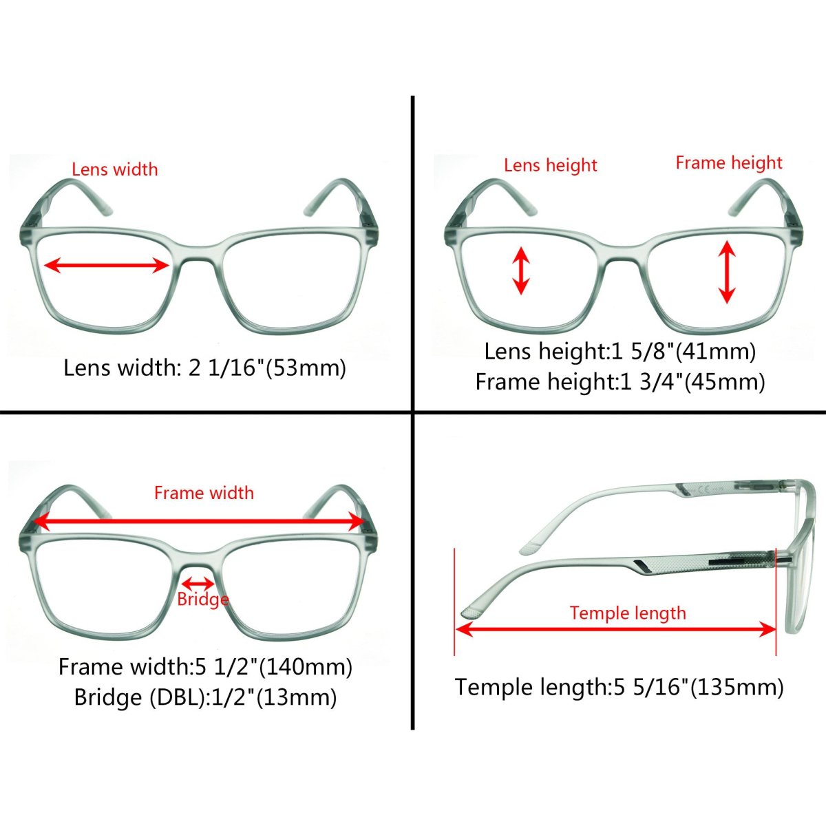 5 Pack Chic Modern Frame Reading Glasses R151eyekeeper.com