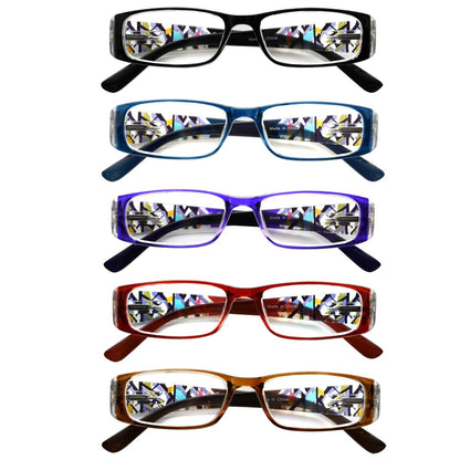 5 Pack Fashionable Reading Glasses with Crystal Arms R006Deyekeeper.com