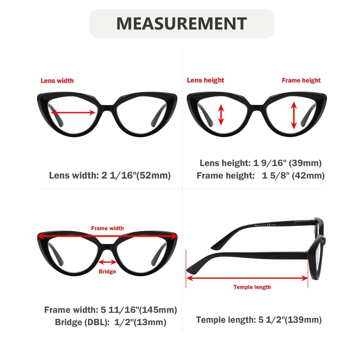 5 Pack Ladies Cat-eye Stylish Reading Glasses Women R2137eyekeeper.com