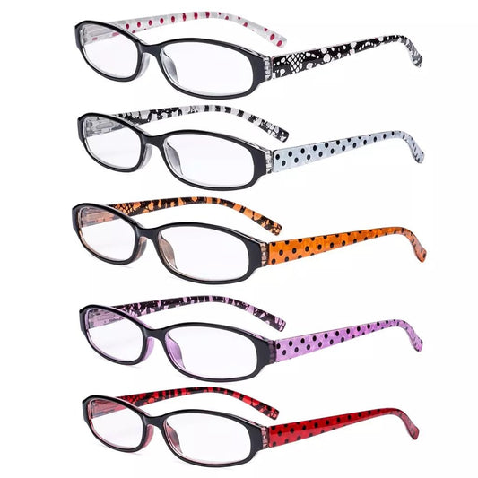 5 Pack Ladies Reading Glasses with Polka Dots Arms R9104Peyekeeper.com