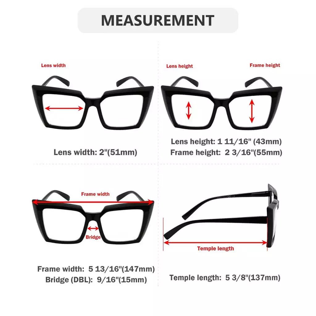 5 Pack Oversized Reading Glasses Chic Readers R2141eyekeeper.com