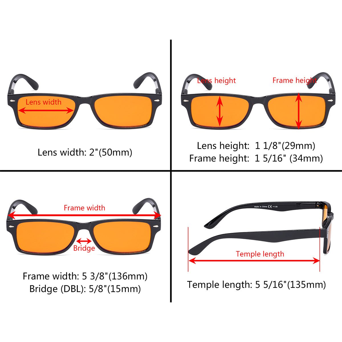 5 Pack Rectangle Blue Light Blocking Reading Glasses DSR066eyekeeper.com