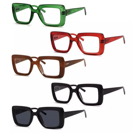 5 Pack Rectangle Funky Reading Glasses Trendy Readers R2101eyekeeper.com