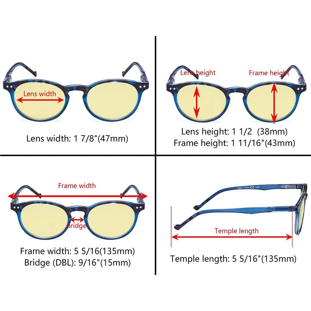5 Pack Stylish Oval Blue Light Blocking Reading Glasses TM071Feyekeeper.com