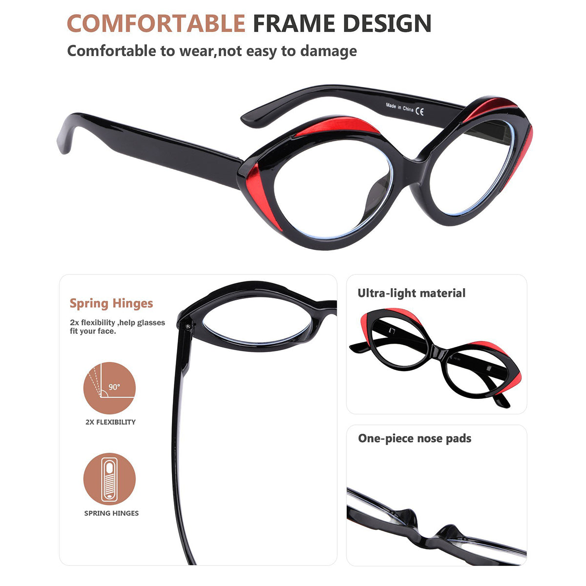 5 Pack Stylish Oval Reading Glasses for Women R2128