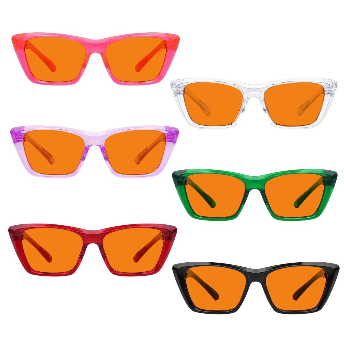 6 Pack 100% Blue Blocking Glasses Orange Lens Metalless Screwless Cat - eye R2514 - B98eyekeeper.com