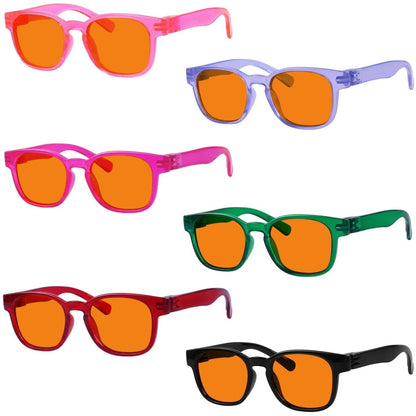 6 Pack 100% Blue Blocking Glasses Orange Lens Metalless Screwless NR144 - B98eyekeeper.com