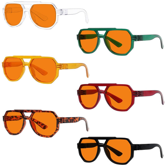 6 Pack 100% Blue Blocking Orange Glasses for Sleep Metalless Pilot NR2309 - B98eyekeeper.com