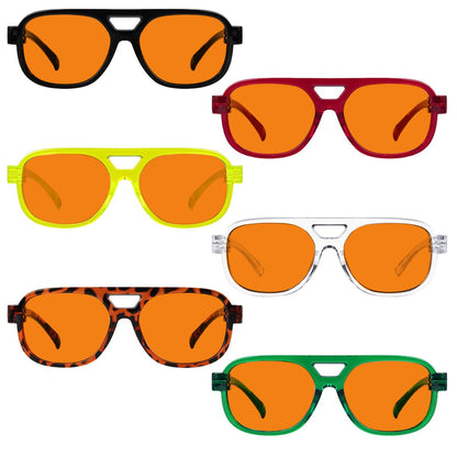 6 Pack 100% Blue Blocking Orange Glasses for Sleep Metalless Pilot R2515 - B98eyekeeper.com