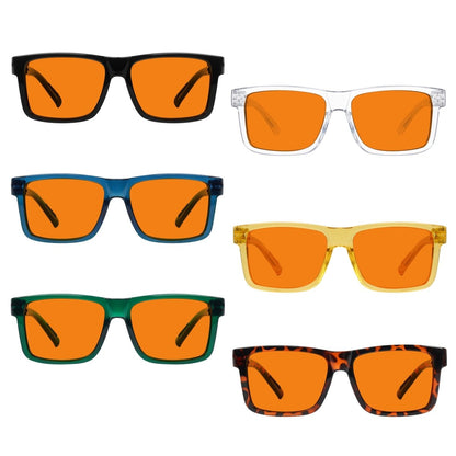 6 Pack 100% Blue Blocking Orange Glasses Nighttime Metalless Screwless Glasses NR2142 - B98eyekeeper.com