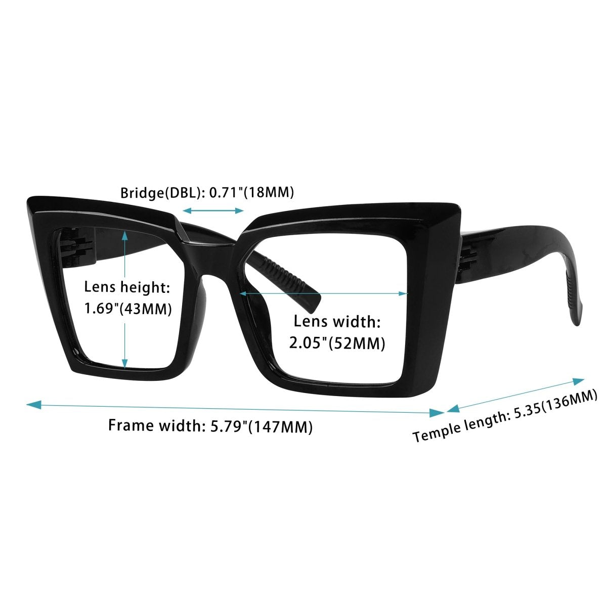 6 Pack 30% Blue Light Blocking Oversized Cat - eye Metalless Screwless Eyewear NR2141 - B15eyekeeper.com