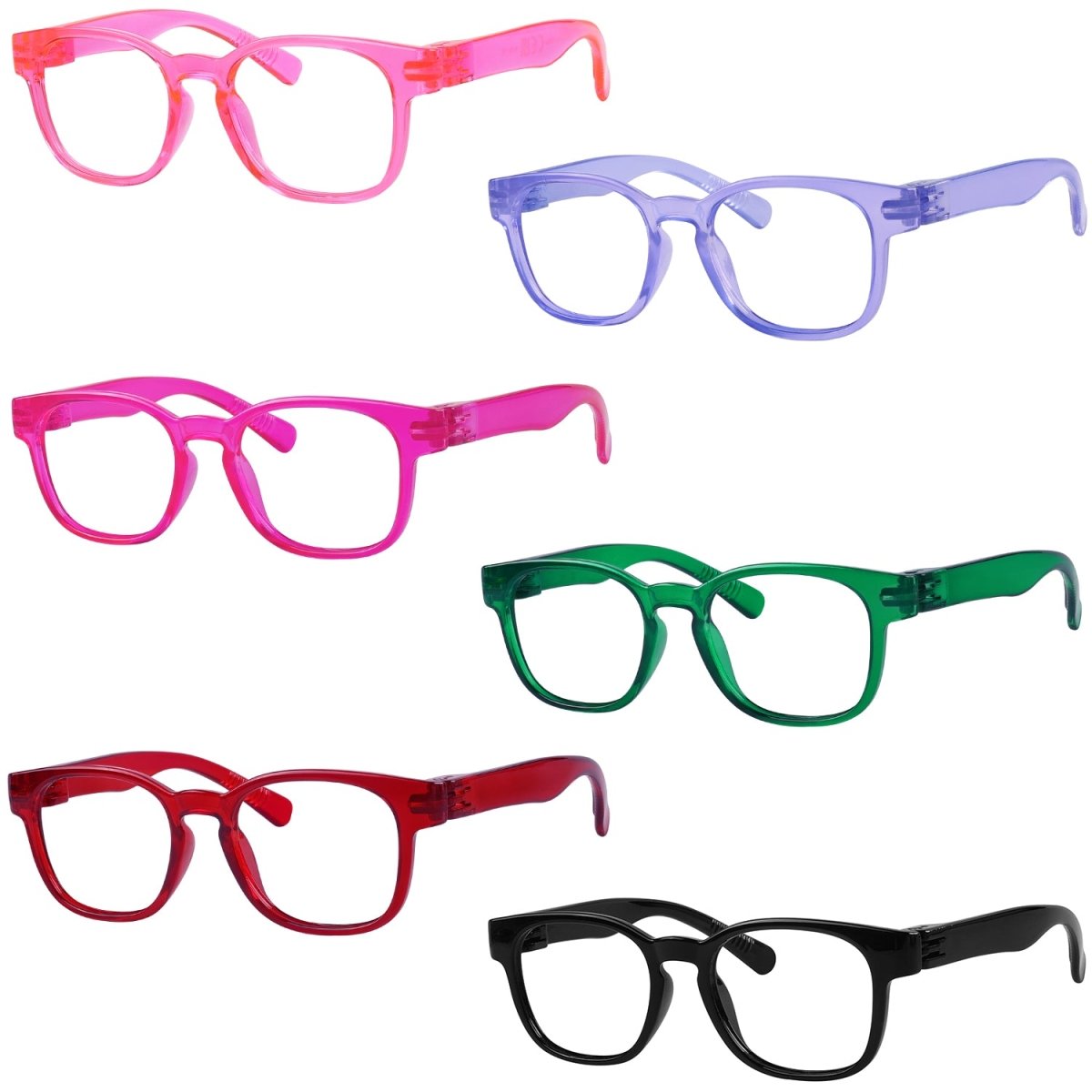 6 Pack 30% Blue Light Blocking Square Metalless Screwless Glasses NR144 - B15eyekeeper.com