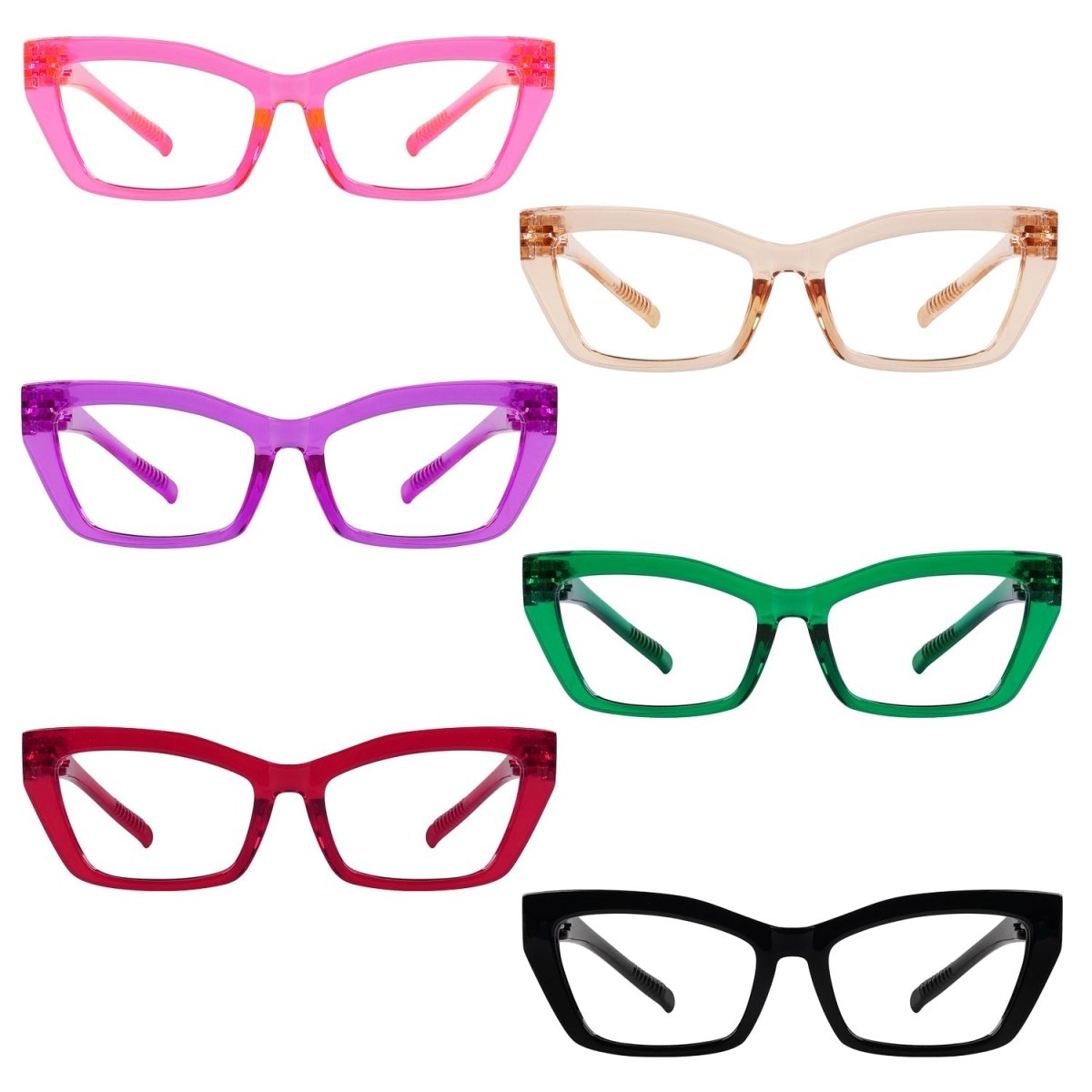 6 Pack Fashion Cat - eye Metalless Screwless Reading Glasses R2516eyekeeper.com