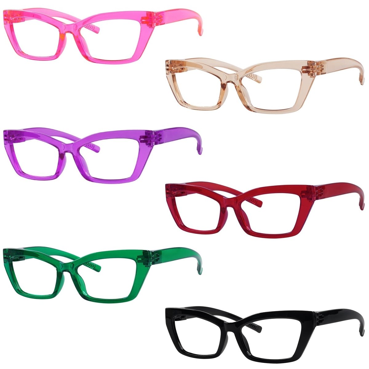 6 Pack Fashion Cat - eye Metalless Screwless Reading Glasses R2516eyekeeper.com