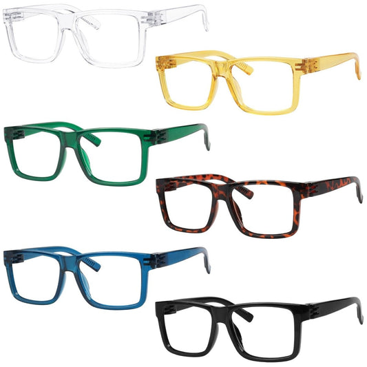 6 Pack Large Frame Thick Spring Hinge Metalless Reading Glasses NR2142eyekeeper.com