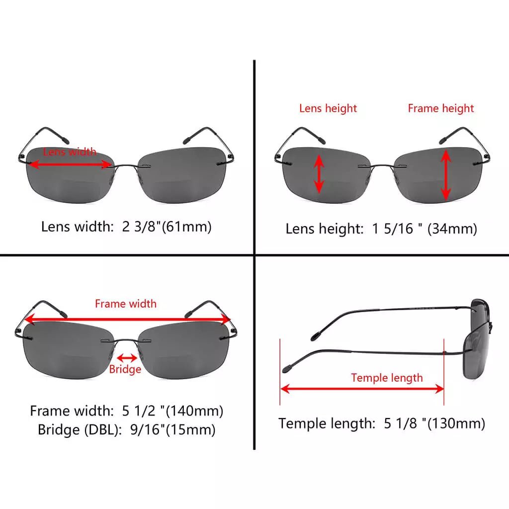 6 Pack Lightweight Rimless Bifocal Reading Sunglasses SGWK2eyekeeper.com