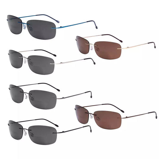 6 Pack Lightweight Rimless Bifocal Reading Sunglasses SGWK2eyekeeper.com