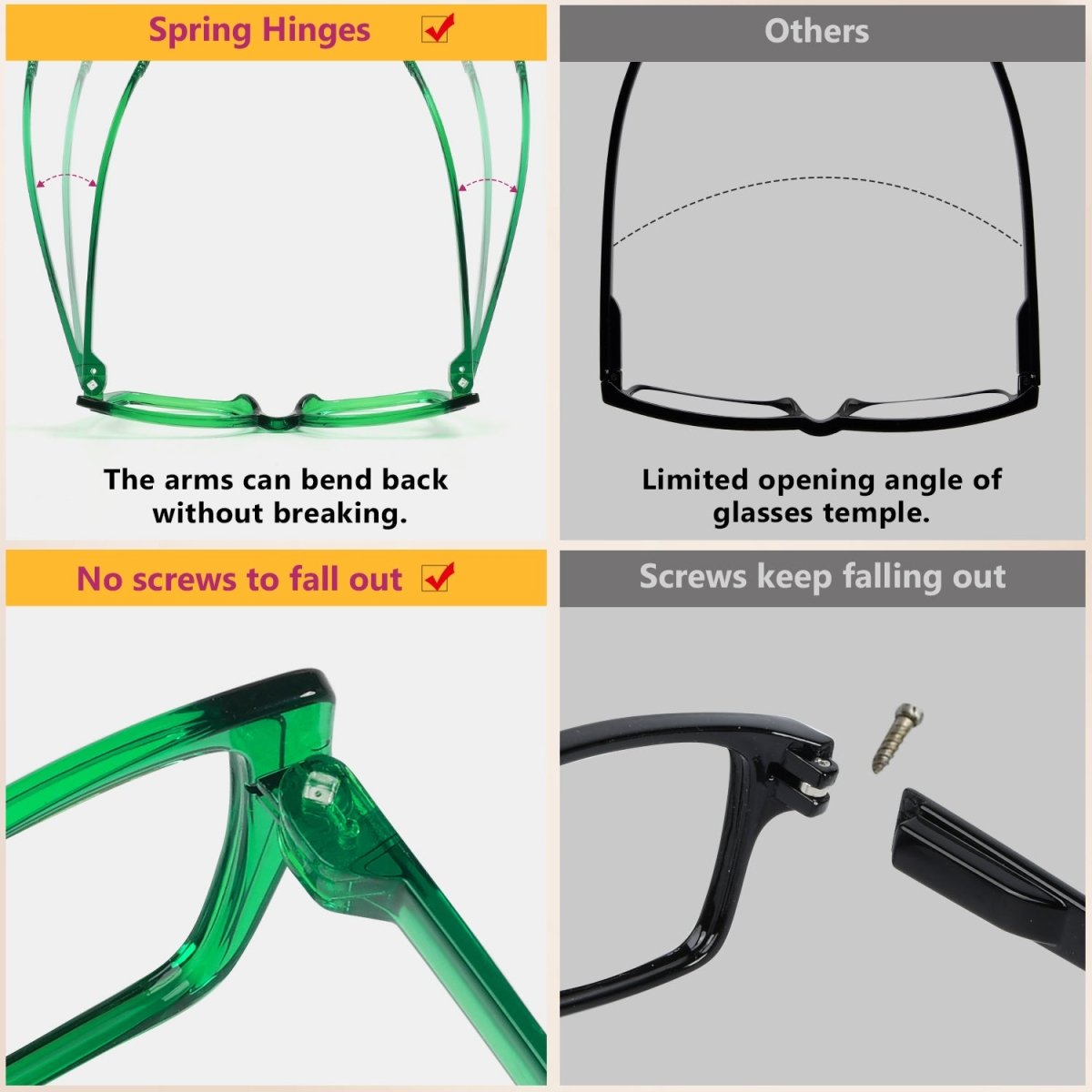 6 Pack Metalless Cat - eye Oversized Thick Spring Hinge Reading Glasses NR2314eyekeeper.com