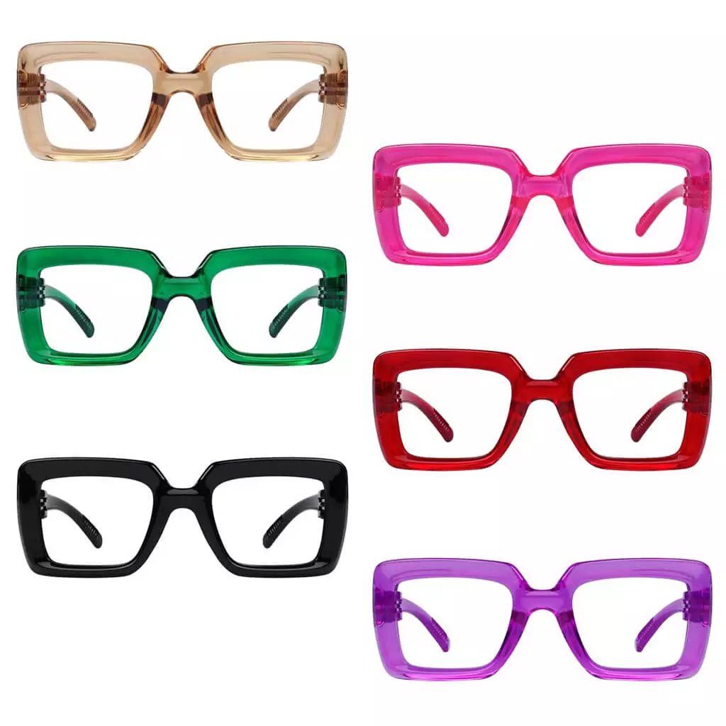 6 Pack Metalless Screwless Thick Spring Hinge Reading Glasses NR2101eyekeeper.com