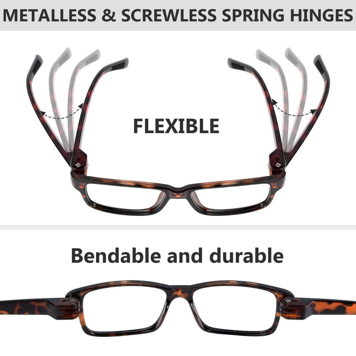 6 Pack Metalless Thick Spring Hinge Reading Glasses NR032eyekeeper.com