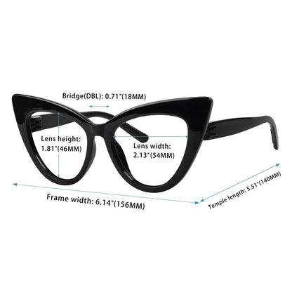 6 Pack Oversized Metalless Screwless Cat - eye Reading Glasses NR2318eyekeeper.com