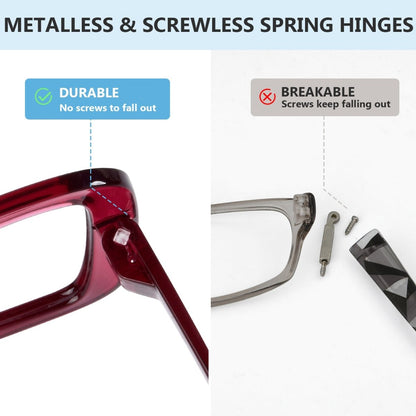 6 Pack Oversized Screwless Metalless Cat - eye Reading Glasses R2315eyekeeper.com