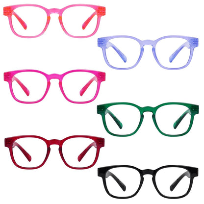 6 Pack Square Screwless Metalless Reading Glasses NR144eyekeeper.com