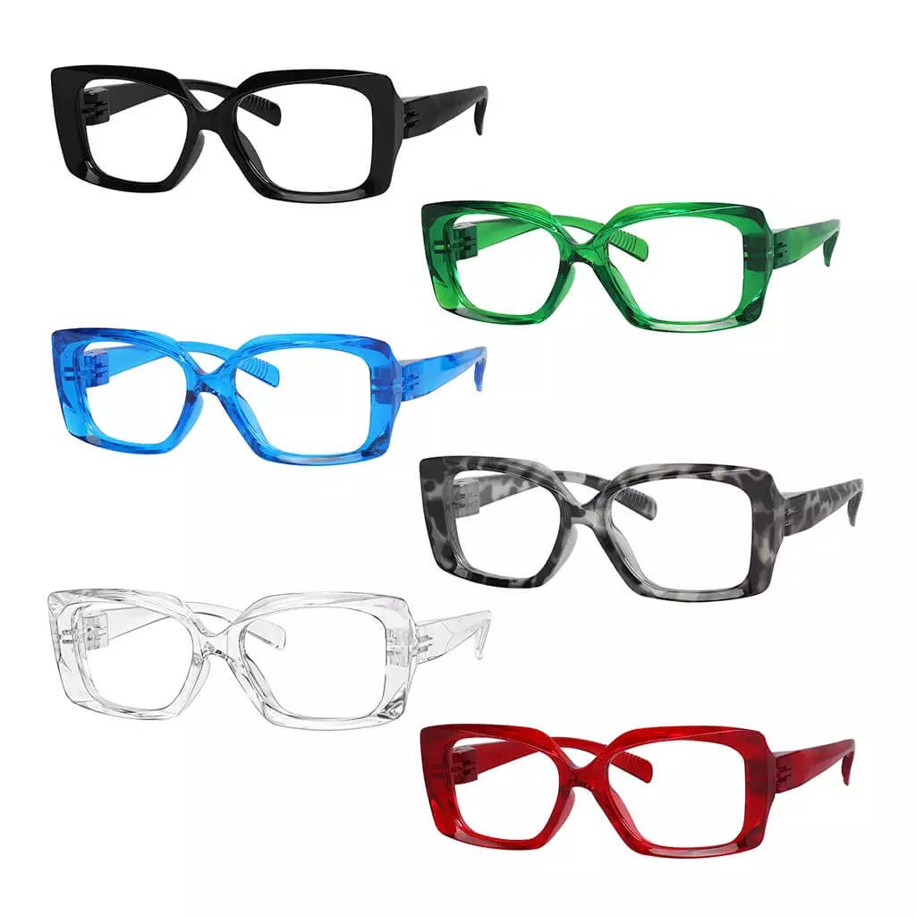 6 Pack Thicker Metalless Screwless Spring Hinge Reading Glasses NR2010eyekeeper.com