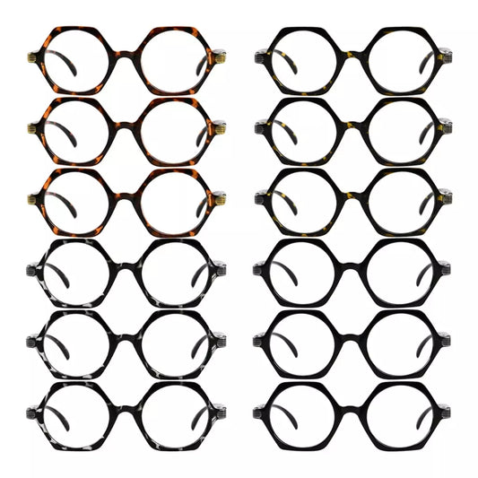 12 Pack Irregular Hexagon Reading Glasses Small Readers R2009