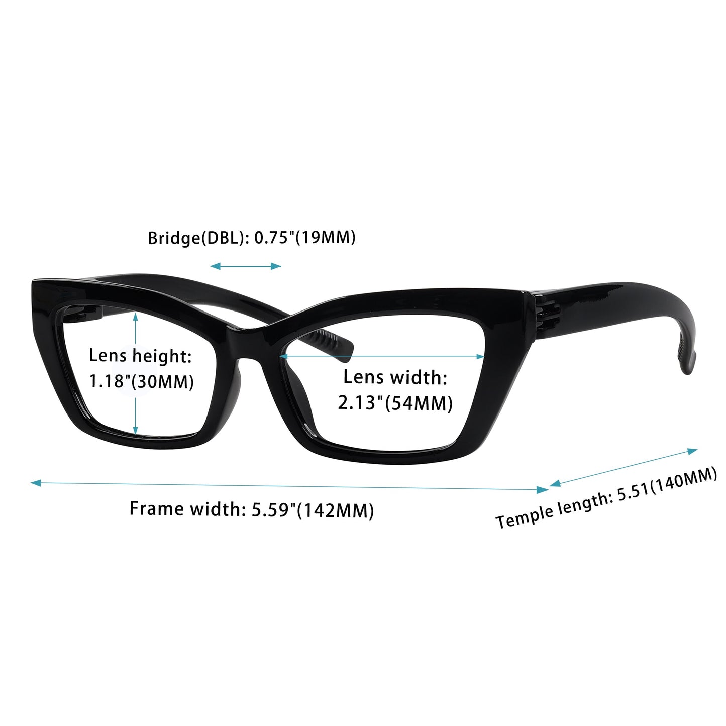 Cat-eye 30% Blue Light Blocking Metalless Screwless Eyeglasses R2516-B15