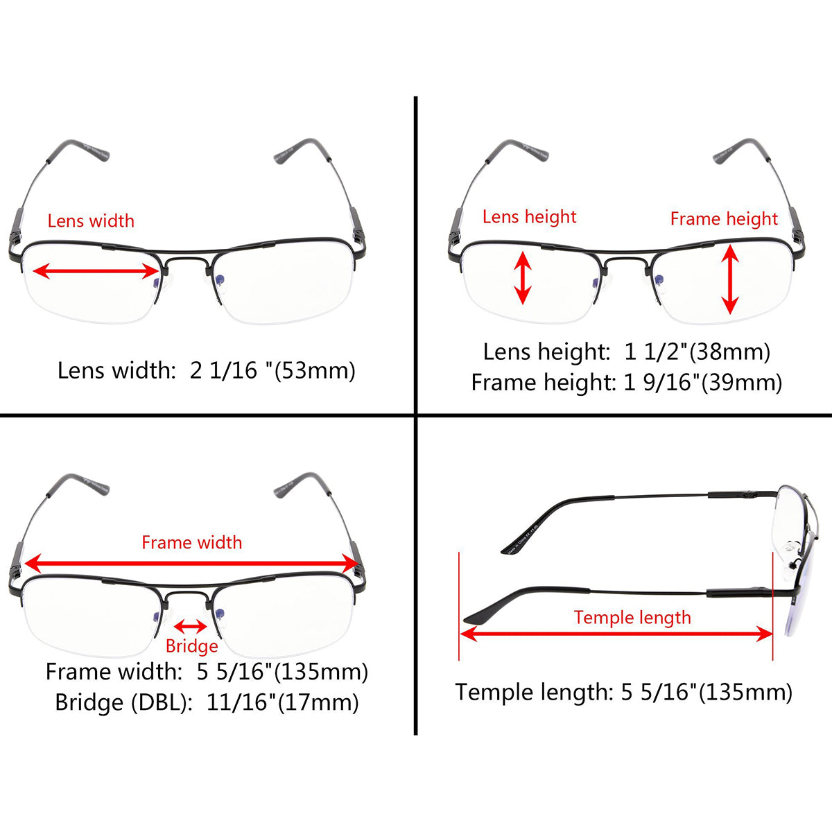 Rectangle Multifocus Progressive Readers Gold M1706