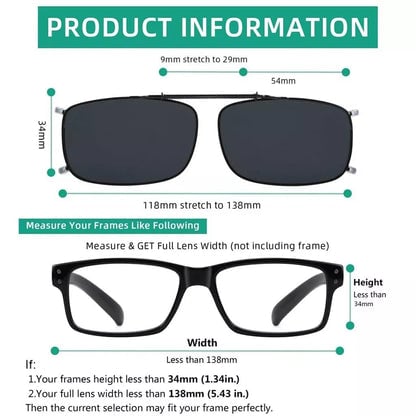 Metal Frame Polarized Lens Clip on Sunglasses C63 (54MMx34MM)eyekeeper.com