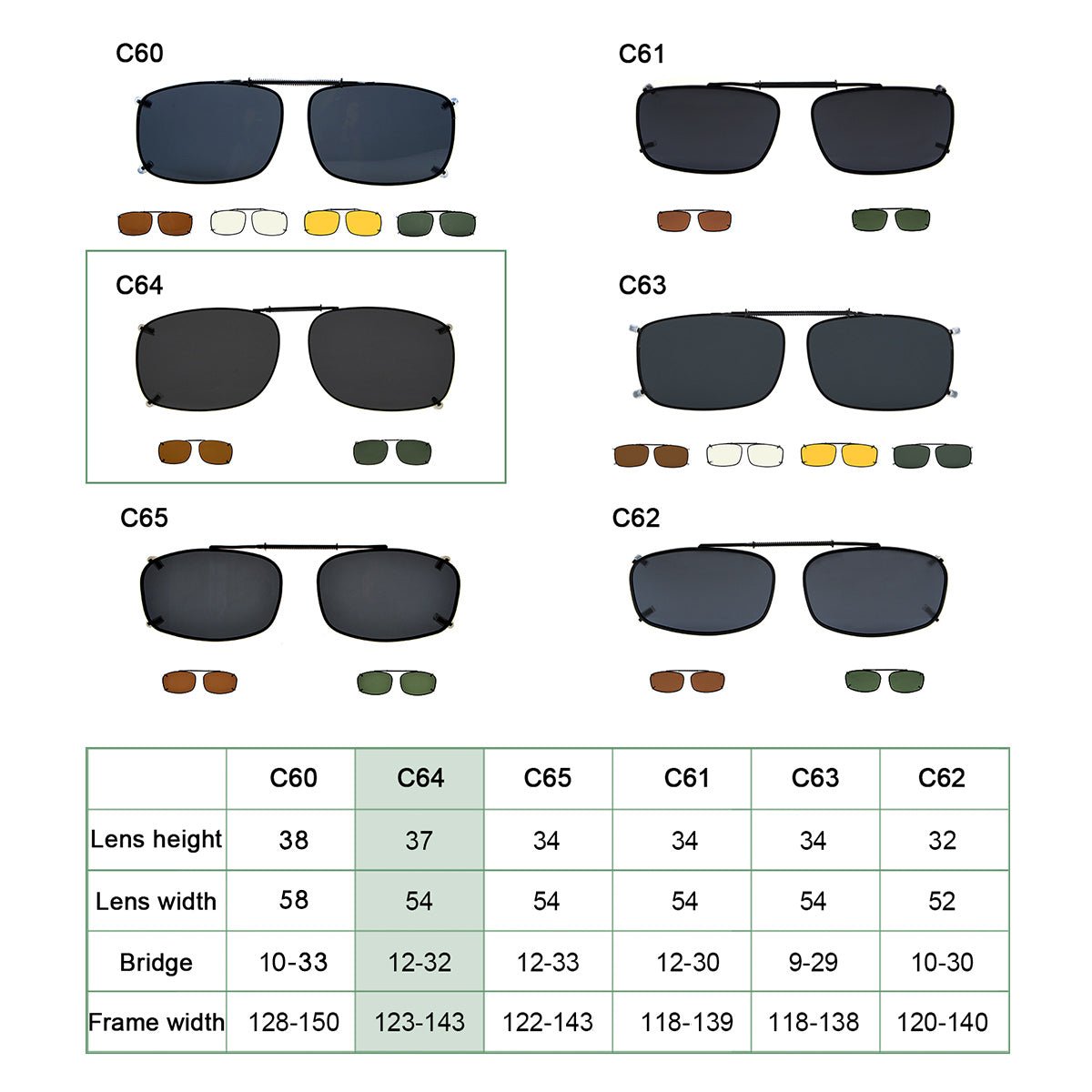 Metal Frame Polarized Lens Clip on Sunglasses C64(54MMx37MM)eyekeeper.com