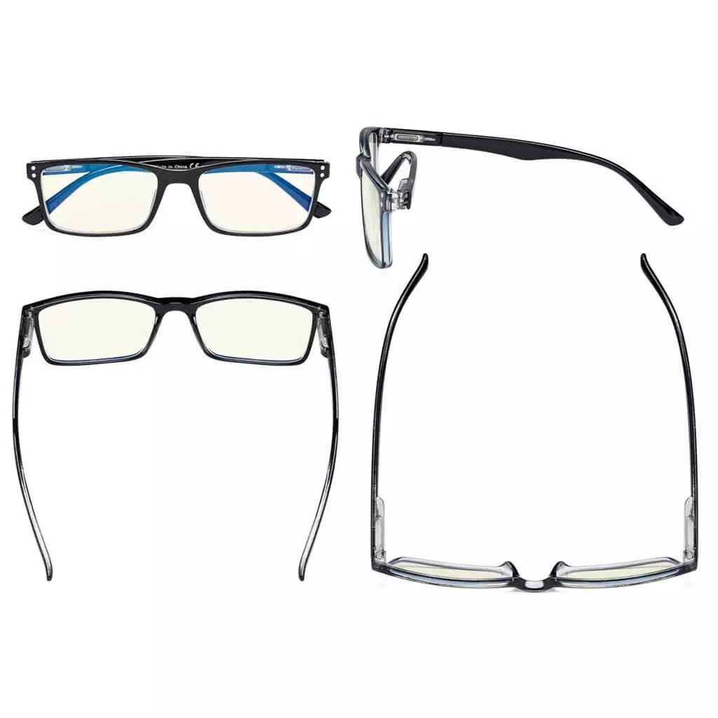 Rectangle Stylish Blue Light Filter Reading Glasses UVR802eyekeeper.com