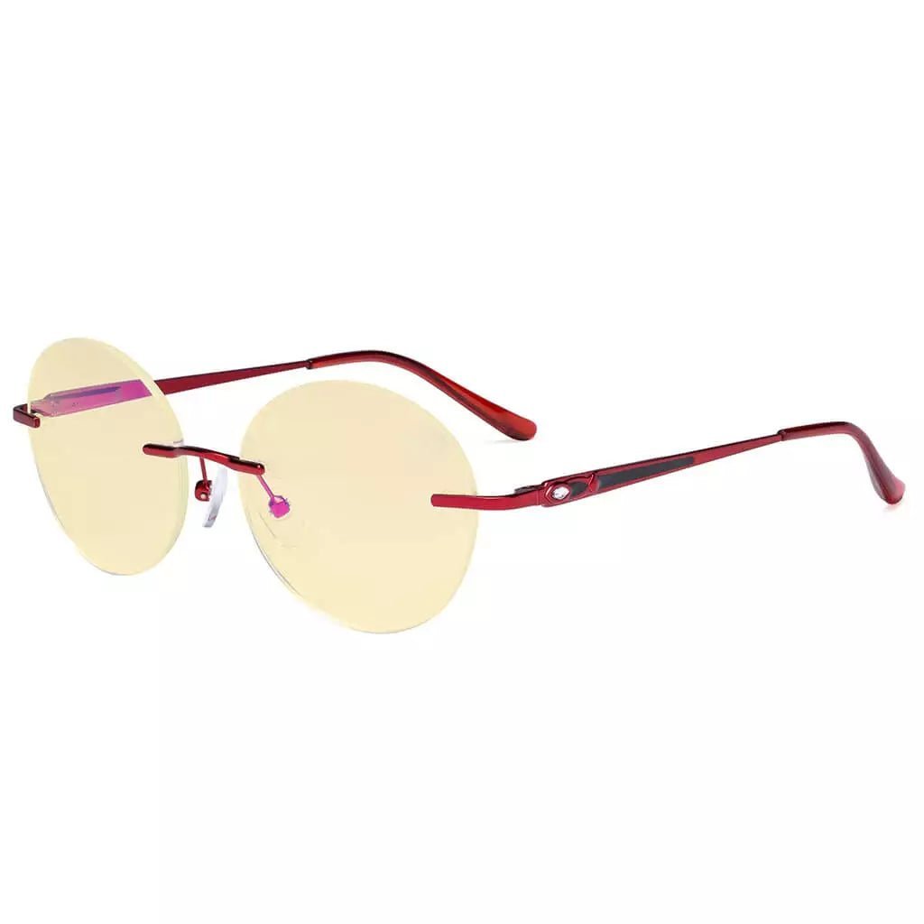 Round Rimless Blue Light Blocking Reading Glasses TMWK9910Aeyekeeper.com
