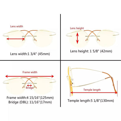 Round Rimless Blue Light Filter Reading Glasses UVR15026eyekeeper.com