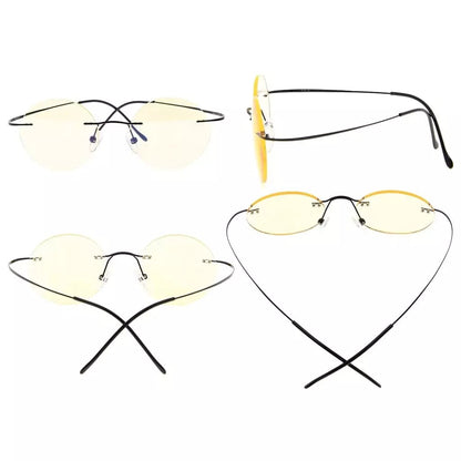 Round Rimless Blue Light Filter Reading Glasses UVR15026eyekeeper.com