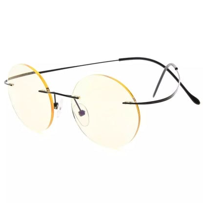 Round Rimless Blue Light Filter Reading Glasses UVR15026eyekeeper.com