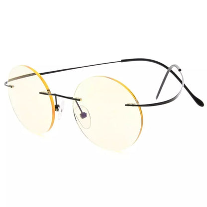 Round Rimless Blue Light Filter Reading Glasses UVR15026eyekeeper.com