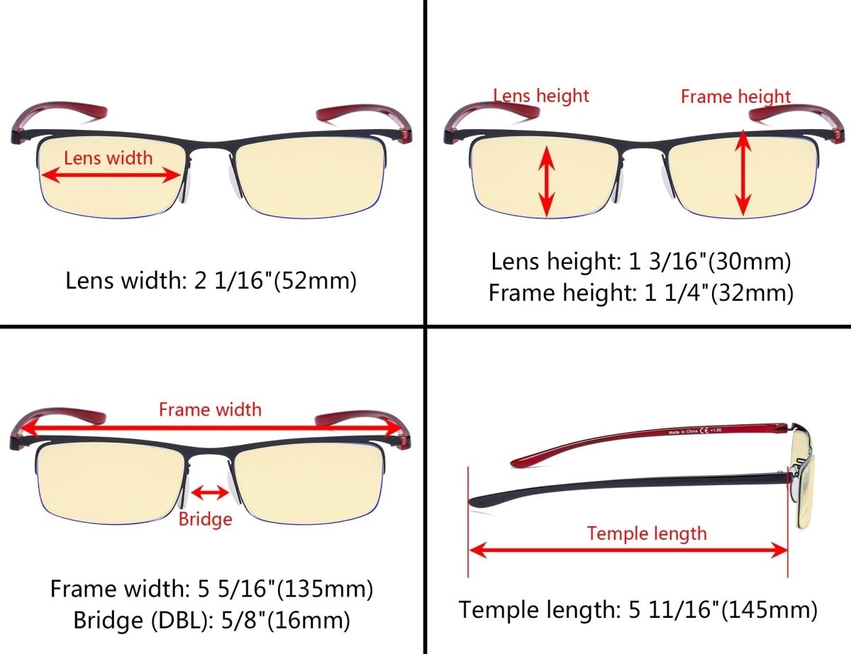 3 Pack Semi-rimless Blue Light Blocking Readers TMCG12625eyekeeper.com