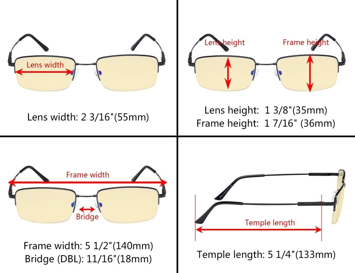 4 Pack Half-rim Metal Blue Light Blocking Readears TMCG1702eyekeeper.com