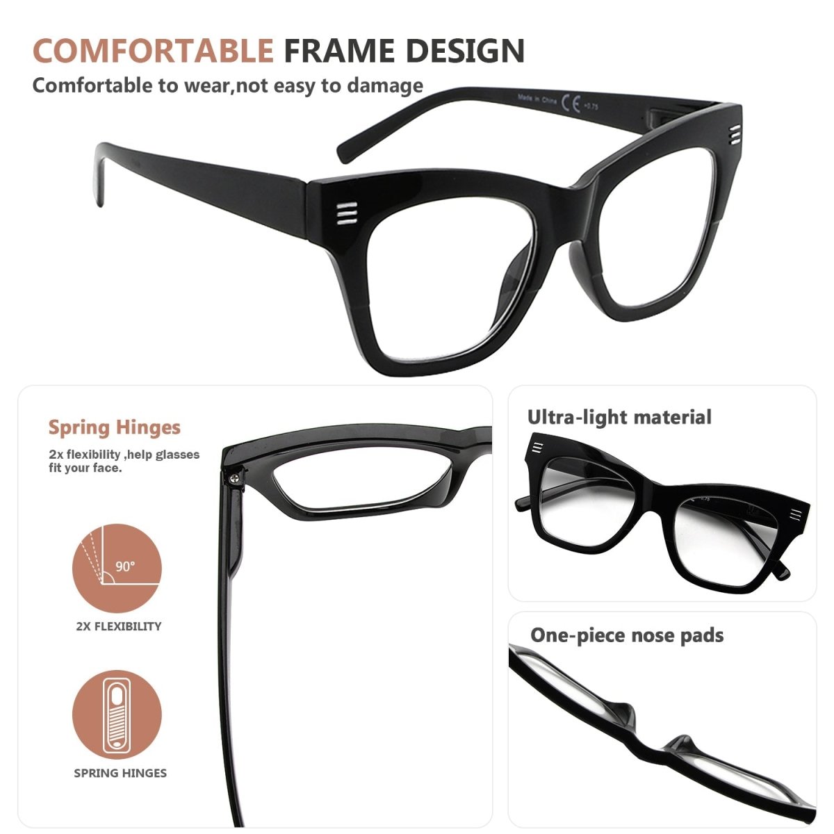 5 Pack Cat-eye Reading Glasses Stylish Readers Women R2111eyekeeper.com