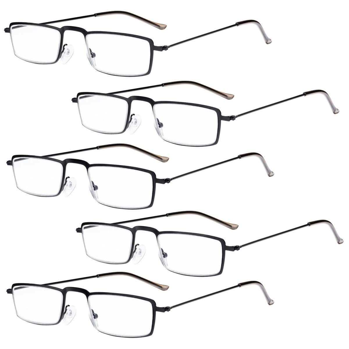 5 Pack Chic Rectangle Reading Glasses Stainless Steel R15004eyekeeper.com