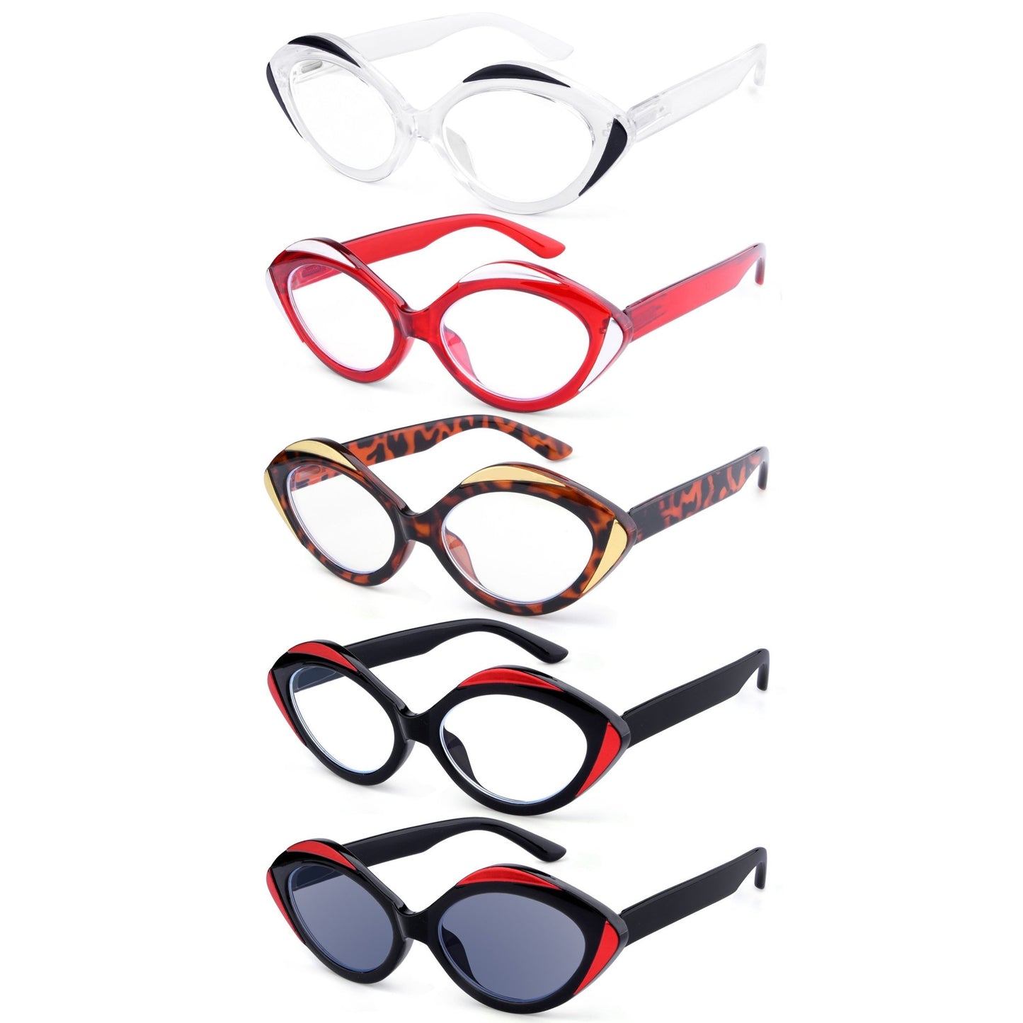 5 Pack Stylish Oval Reading Glasses for Women R2128