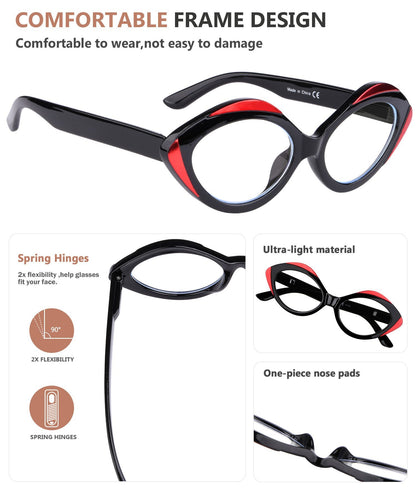 5 Pack Stylish Oval Reading Glasses for Women R2128