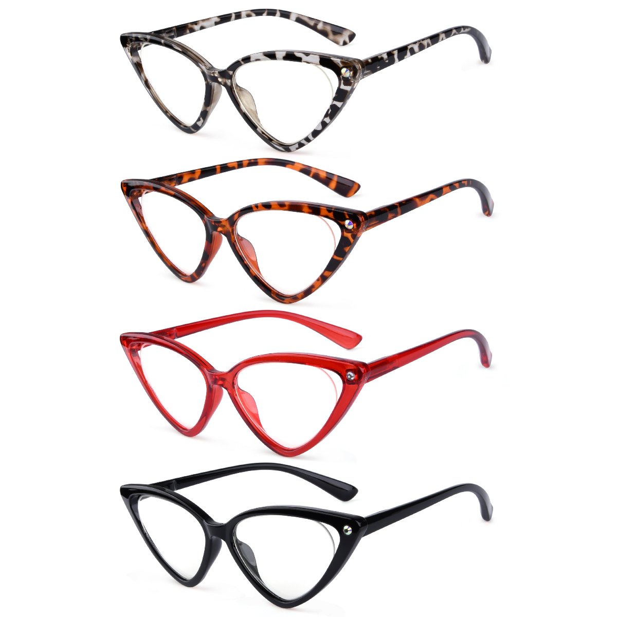 4 Pack Oversized Cat-eye Reading Glasses for Women R2134