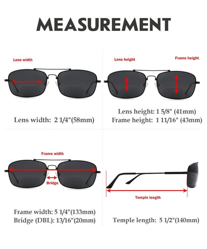 Classic Rectangle Polarized Bifocal Sunglasses PGSG1805eyekeeper.com