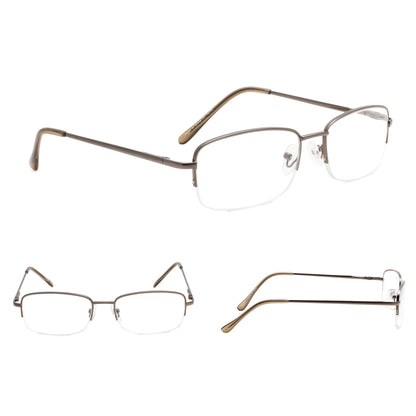 Metal Half-rim Reading Glasses Gunmetal 3-R15015