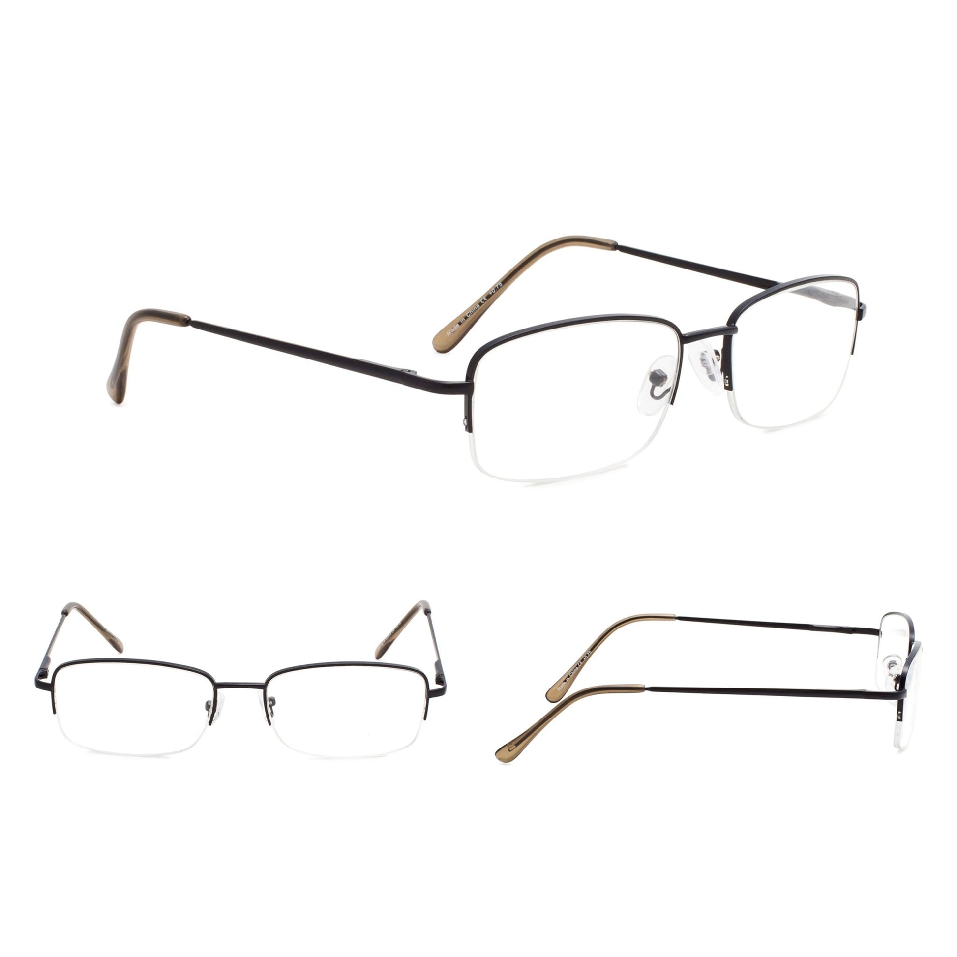 Metal Half-rim Reading Glasses Black 3-R15015