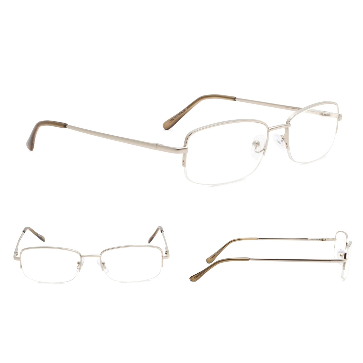 Metal Half-rim Reading Glasses Silver 3-R15015